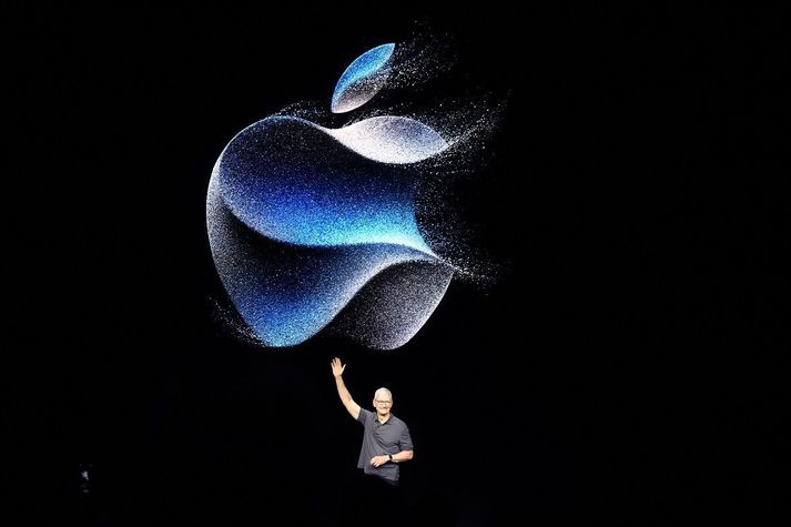 Tim Cook, forstjóri Apple á kynningunni í dag.