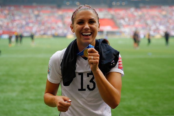 Alex Morgan varð heimsmeistari með Bandaríkjunum í sumar.