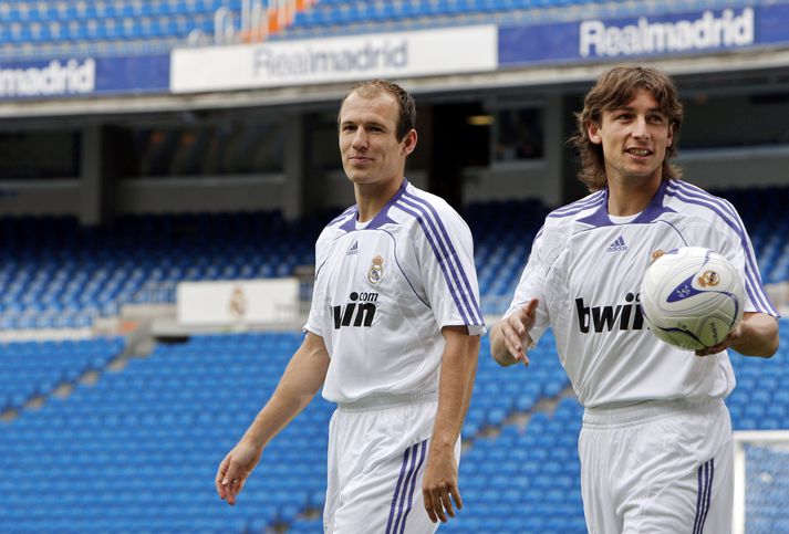 Robben og Heinze í búningi Real Madrid.