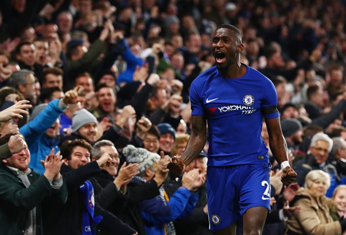 Antonio Rüdiger fagnar marki fyrir Chelsea