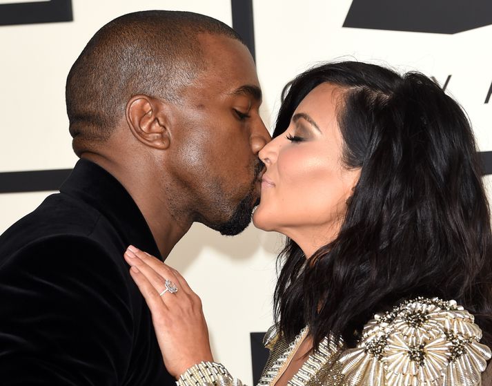 Kim og Kanye á Grammy