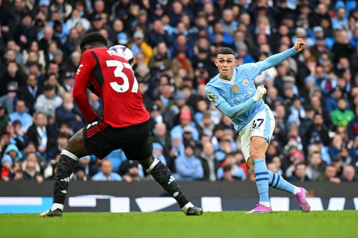 Phil Foden skoraði tvö mörk í dag og var almennt allt í öllu í sóknarleik Man City.