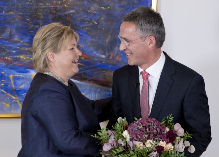 Jens Stoltenberg ásamt Angelu Merkel kanslara Þýskalands á fundi þeirra á dögunum.