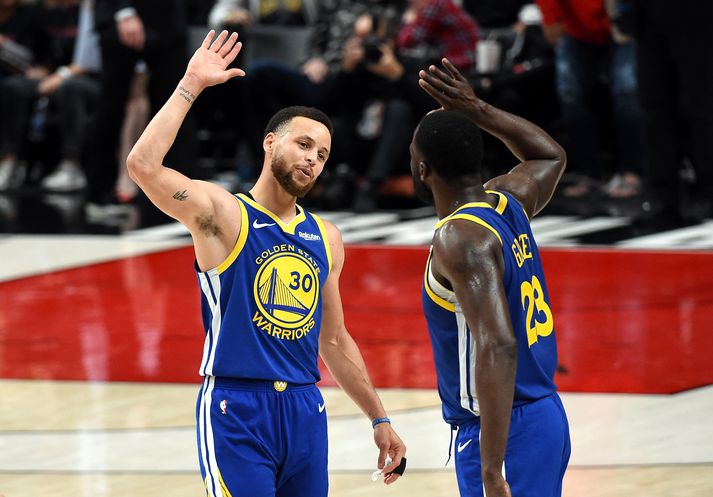 Curry og Green voru bestu leikmenn Golden State í nótt.