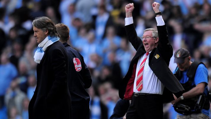 Sir Alex Ferguson og Roberto Mancini.