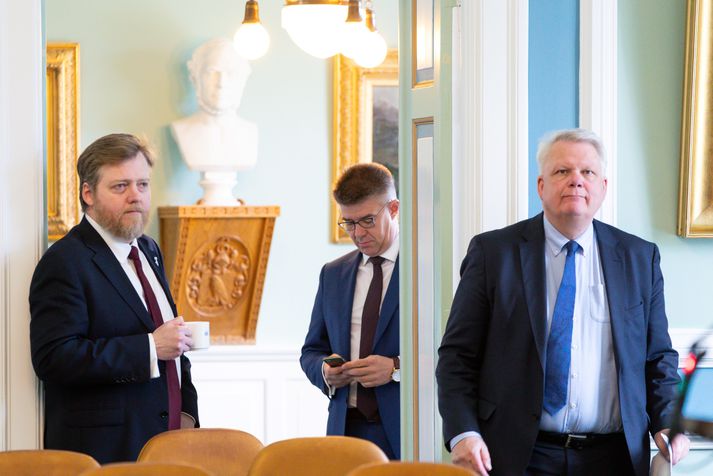 Sigmundur Davíð Gunnlaugsson, formaður Miðflokksins, og Gunnar Bragi Sveinsson og Ólafur Ísleifsson, þingmenn flokksins.