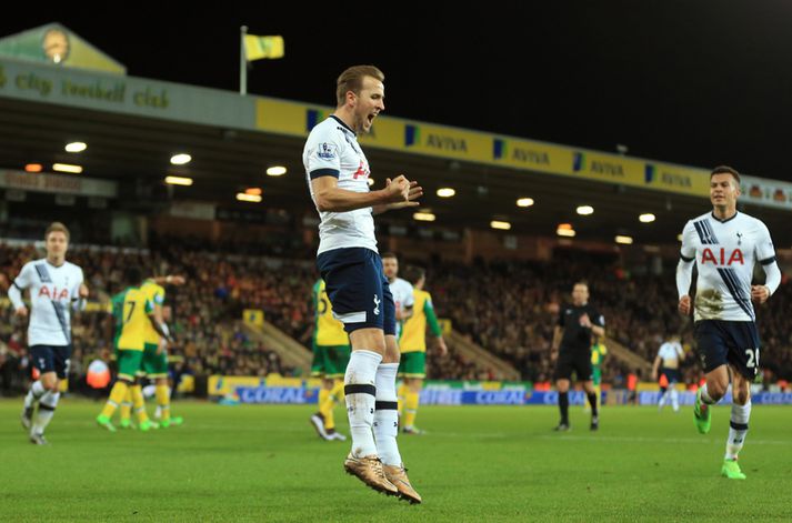 Harry Kane fagnar marki í kvöld.
