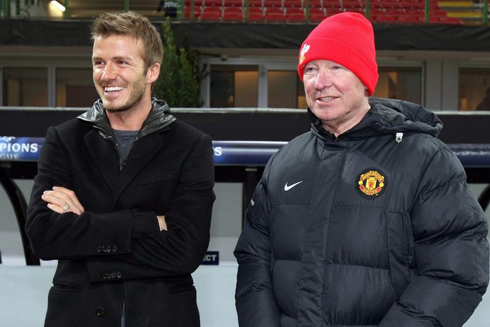 David Beckham og Sir Alex Ferguson.