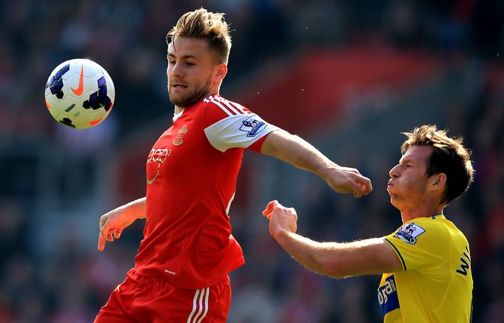 Luke Shaw í leik með Southampton.