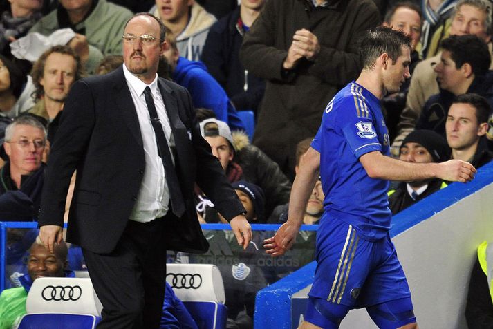 Benitez skipti Lampard af velli í síðari hálfleik.