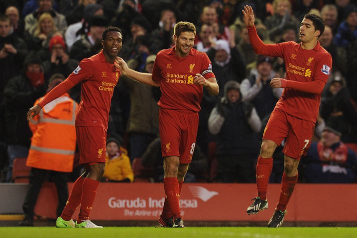 Steven Gerrard, Luis Suarez og Daniel Sturridge.