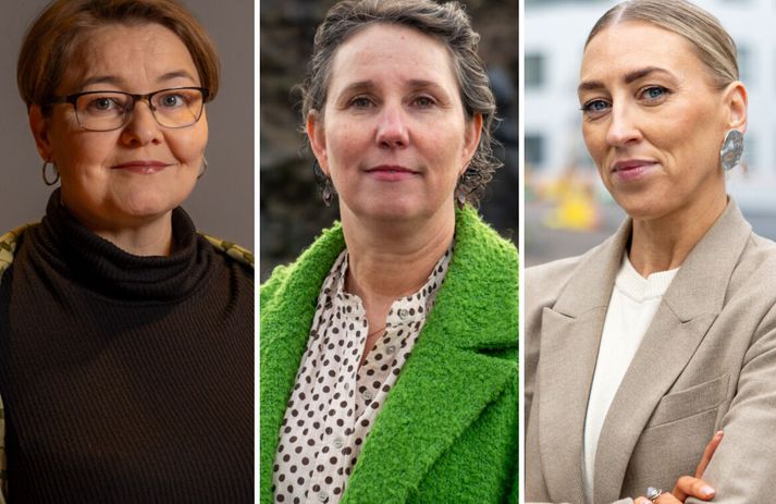 Frá vinstri, Drífa Snædal, talskona Stígamóta, Nichole Leigh Mosty, félagskonu í og W.O.M.E.N samtökum kvenna af erlendum uppruna og Guðný S. Bjarnadóttir, stofnandi Hagsmunasamtaka brotaþola. 