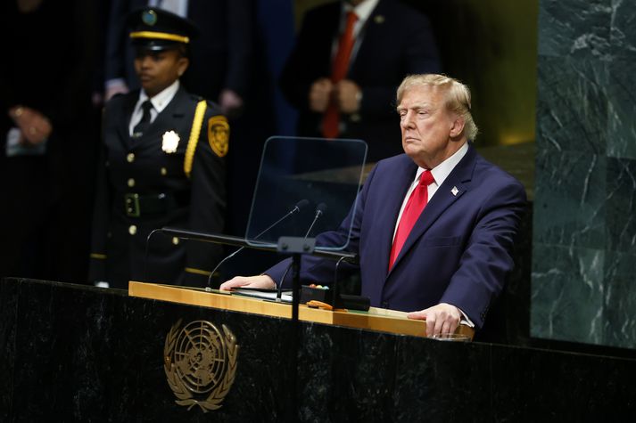 Donald Trump hélt ræðu á allsherjarþingi Sameinuðu þjóðanna í gær.