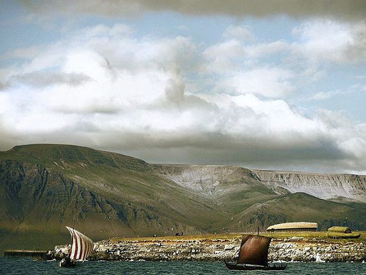 Áætlað er að það taki fimm ár að byggja upp víkingaþorp í Engey, meðal annars með aðstoð innlendra og erlendra sjálfboðaliða.Myndir/Casper Art