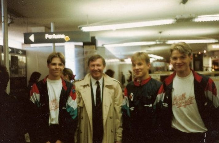 Frá vinstri: Árni Gautur, Sir Alex, Orri Þórðarson og hárprúður Gunnlaugur Jónsson.
