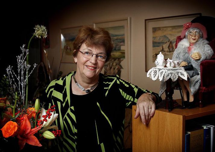  "Þótt enginn trúi því var ég afskaplega rólynt barn, sat og saumaði. Ekki alveg ímyndin núna!“ segir Sigrún.