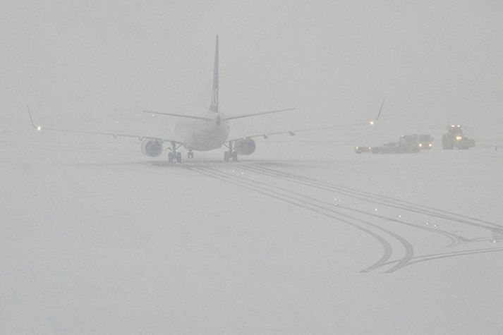 Snjókoma á Kastrup.
