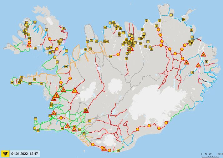 Hér má sjá færð á vegum landsins.