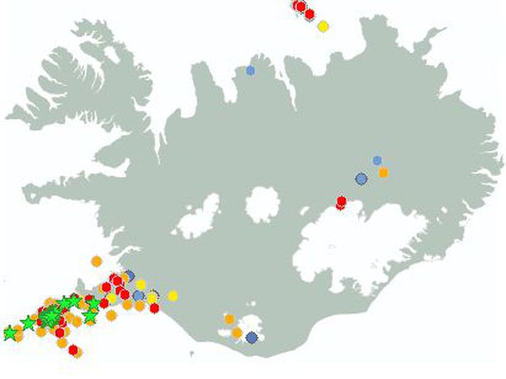Kort af vef Veðurstofu Íslands.