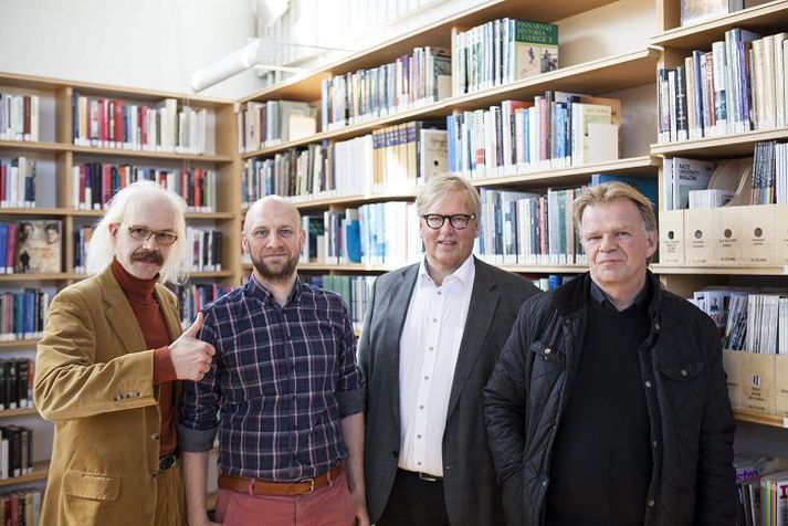 Óttarr Proppé alþingismaður, Sigurður Ólafsson verkefnastjóri, Max Dager, forstjóri Norræna hússins, og Einar Már Guðmundsson rithöfundur.
