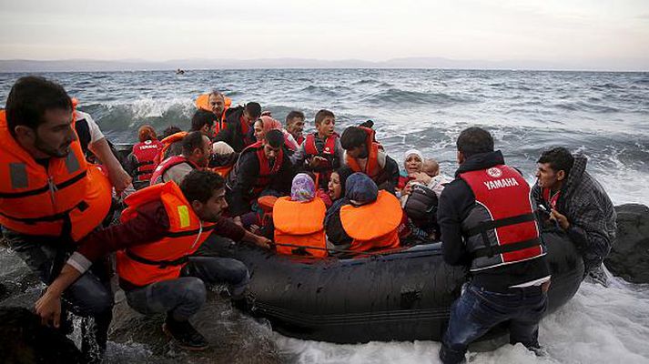 Frá björgunaraðgerðum á Lesbos.