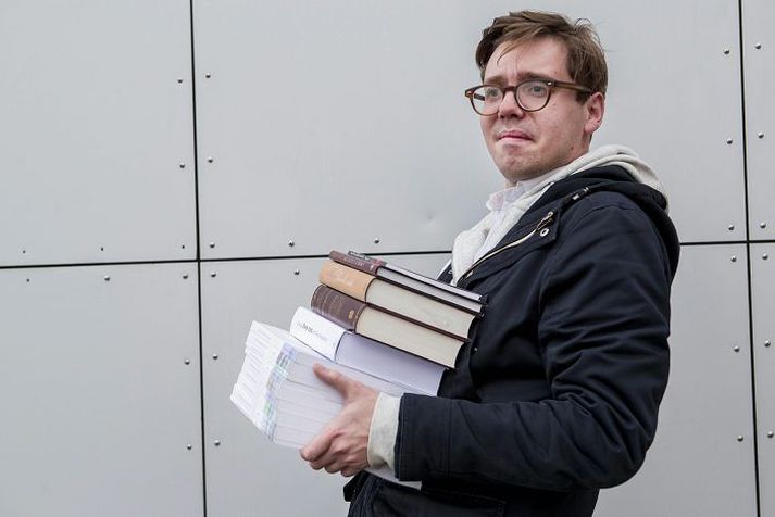 Jóhann Alfreð, einn meðlima Mið-Ísland hópsins, var fyndinn í Berlín. 