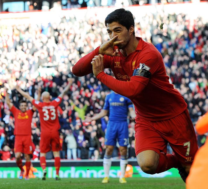 Suarez á góðri stund með Liverpool