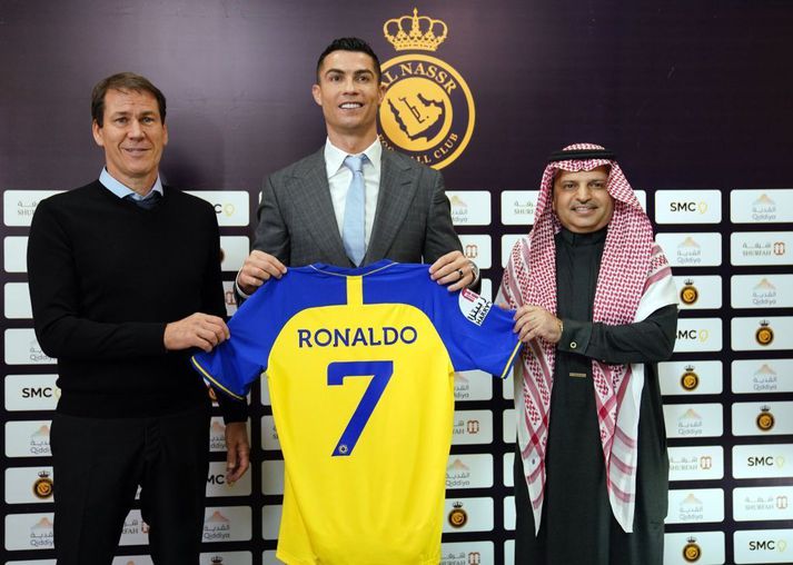 Rudi Garcia með Cristiano Ronaldo eftir að stórstjarnan gekk í raðir Al Nassr.