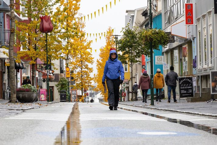 Í dag gengur á með austankalda, en strekking úti við sjóinn og rigningu með köflum.