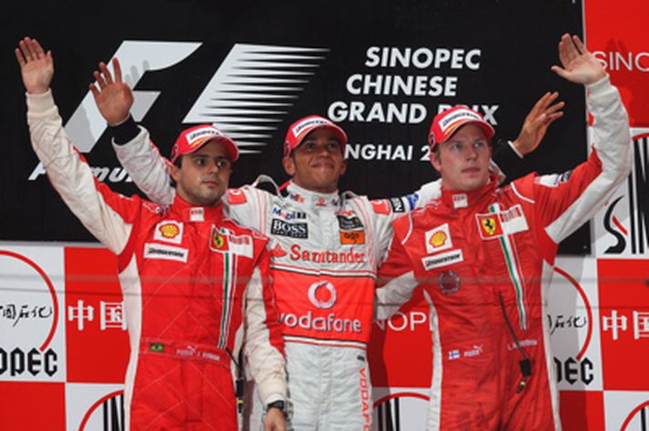 Hamilton, Massa og Raikkönen voru á verðlaunapalli í Sjanghæ.