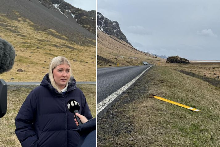 Ingveldur ræddi stöðuna á veginum í kvöldfréttum stuttu eftir banaslysið. Hún kallar enn eftir viðbrögðum og betri fallvörnum. 
