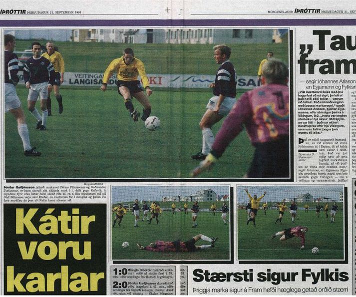 Morgunblaðið birti myndasyrpu af nítjánda marki Þórðar Guðjónssonar sumarið 1993 en það kom á móti Keflavík. Hér má sjá úrklippu úr opnu Morgunblaðsins þriðjudaginn 21. september 1993.