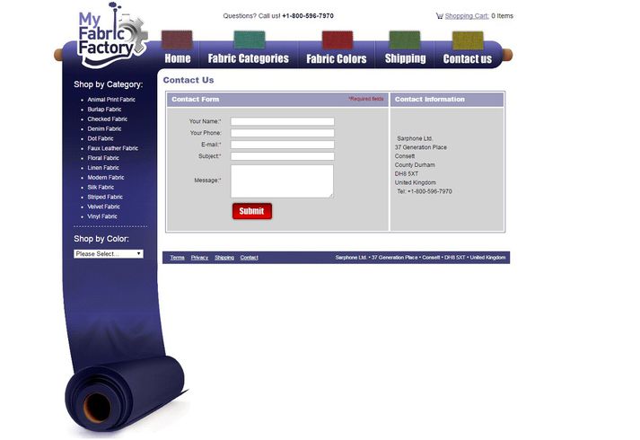 Vefsíðan MyFabricFactory.com er ein gerviverslananna sem sér um þvætti á færslum vegna fjárhættuspila á netinu.