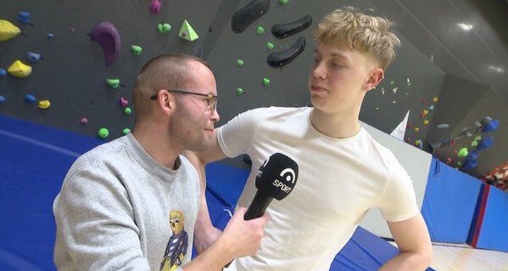 Andri Már Eggertsson og Styrmir Jónasson voru laufléttir á föstudagskvöldið.