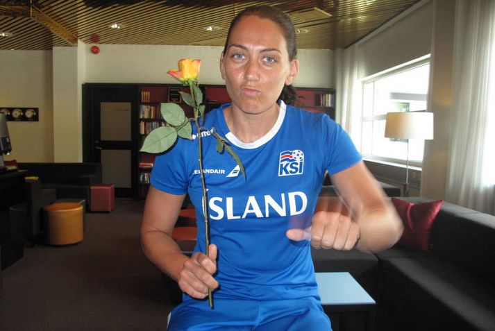 Hólmfríður Magnúsdóttir er ekki ánægð með það að vera í leikbanni í dag.