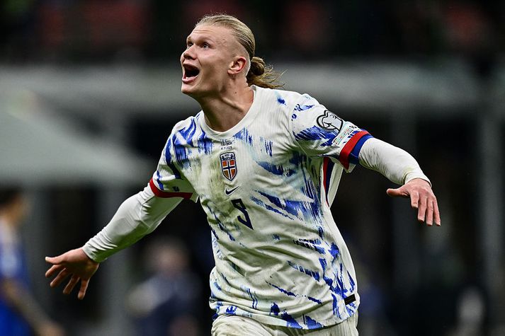 Erling Haaland raðaði inn mörkum fyrir Noreg í undankeppni HM.