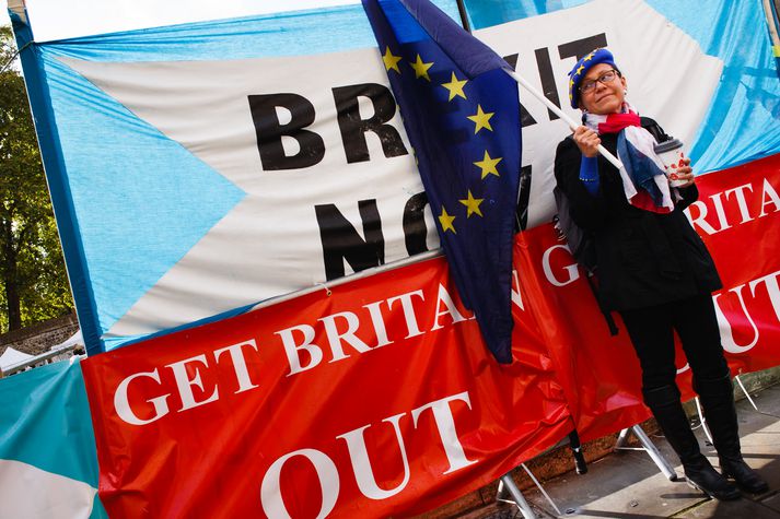 Stuðningsmenn beggja hliða Brexit-deilunnar mótmæltu við Westminster í dag.