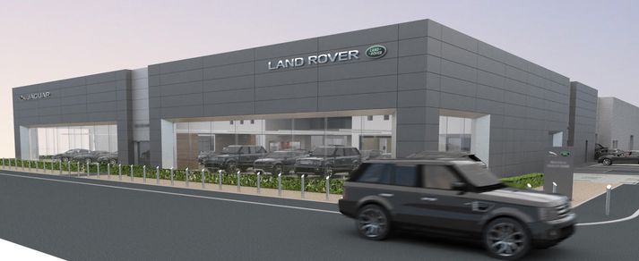 Útlit sýningarsals Jaguar Land Rover sem reistur verður á Hesthálsi 6-8.