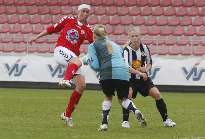 Kristín Ýr Bjarnadóttir skoraði fyrir Val í dag.
