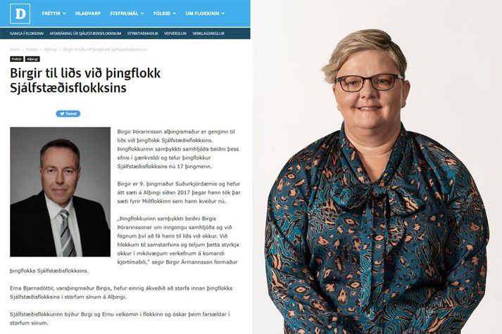 Erna segir þessa kveðju Sjálfstæðisflokksins, þar sem hún er boðin velkomin í flokkinn, vera byggða á misskilningi.