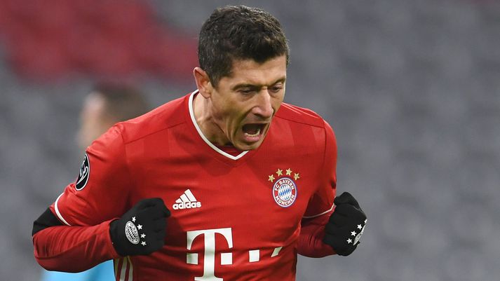 Robert Lewandowski fagnar í leik Bayern Munchen gegn FC Salzburg 2020.