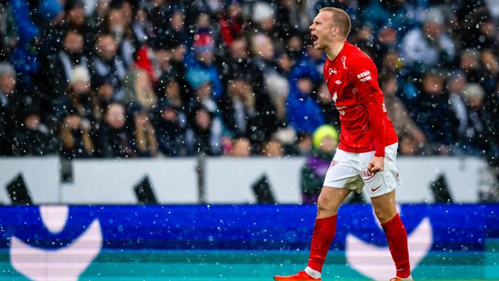 Jón Dagur fagnar marki sínu í dag