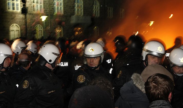 Frá mótmælum á Austurvelli árið 2009.