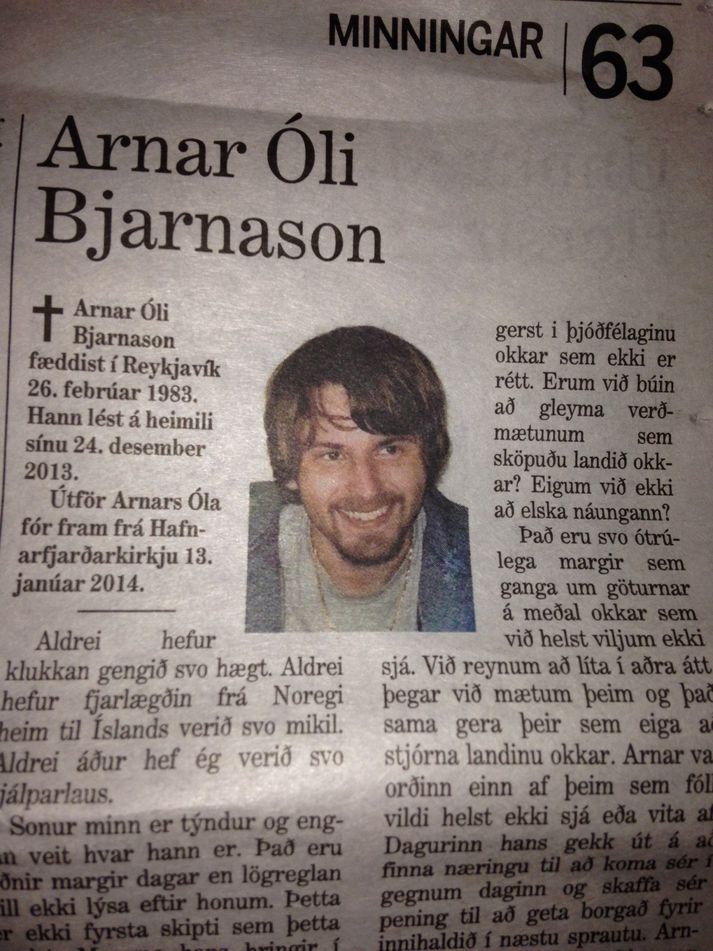 Minningagrein um Arnar Óla birtist í Morgunblaðinu í dag.