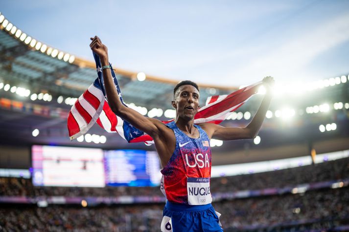 Yared Nuguse vann brons á Ólympíuleikunum í París í fyrra.