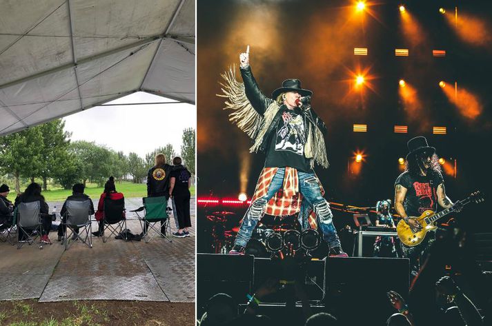 Axl Rose og Slash stíga á sviðið um klukkan 20 í kvöld.