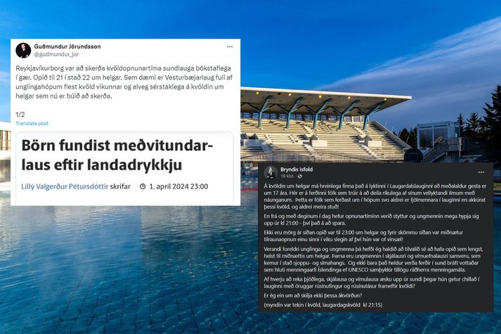 Búið er að stytta opnunartíma sundlauga í Reykjavík um klukkustund um helgar og misvel hefur verið tekið í það.