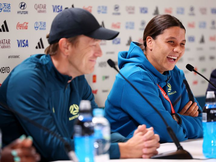 Sam Kerr er stærsta stjarna ástralska landsliðsins en hún leikur með Chelsea á Englandi.