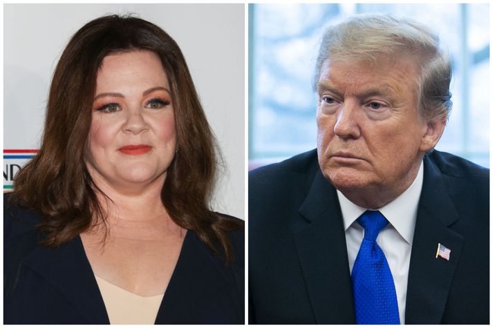 Melissa McCarthy og Donald Trump.