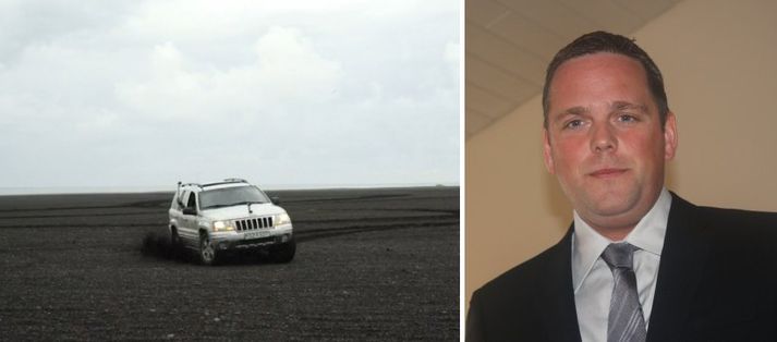 Rúnar Ólafsson (t.h.), flotastjóri bílaleigunnar 4x4 Iceland Car Rental, var ekki sáttur með þær skemmdir sem glannaaksturinn hafði í för með sér.